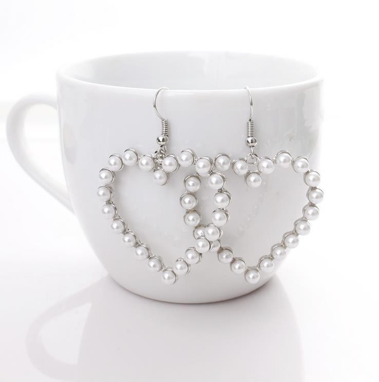 Small Heart Shaped Pearl Earrings