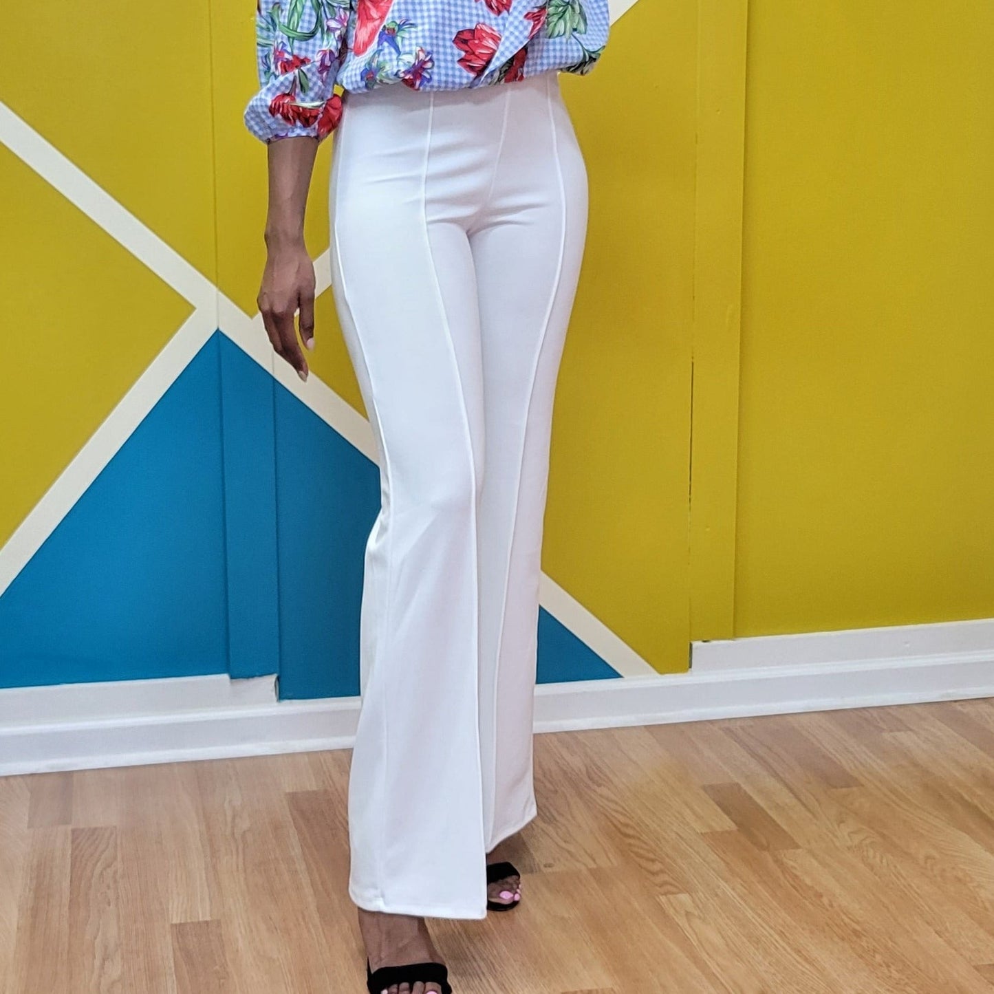 White Stretch High Waisted Pants