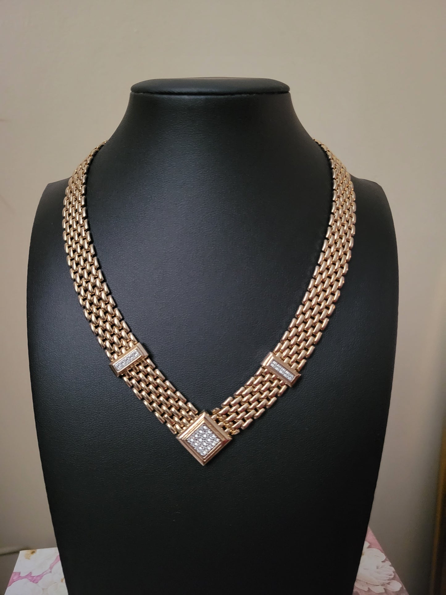 Vintage Signed Avon Wide Link Gold Tone Necklace