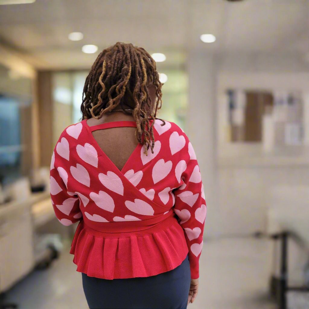 Heart Print Baby Doll Sweater