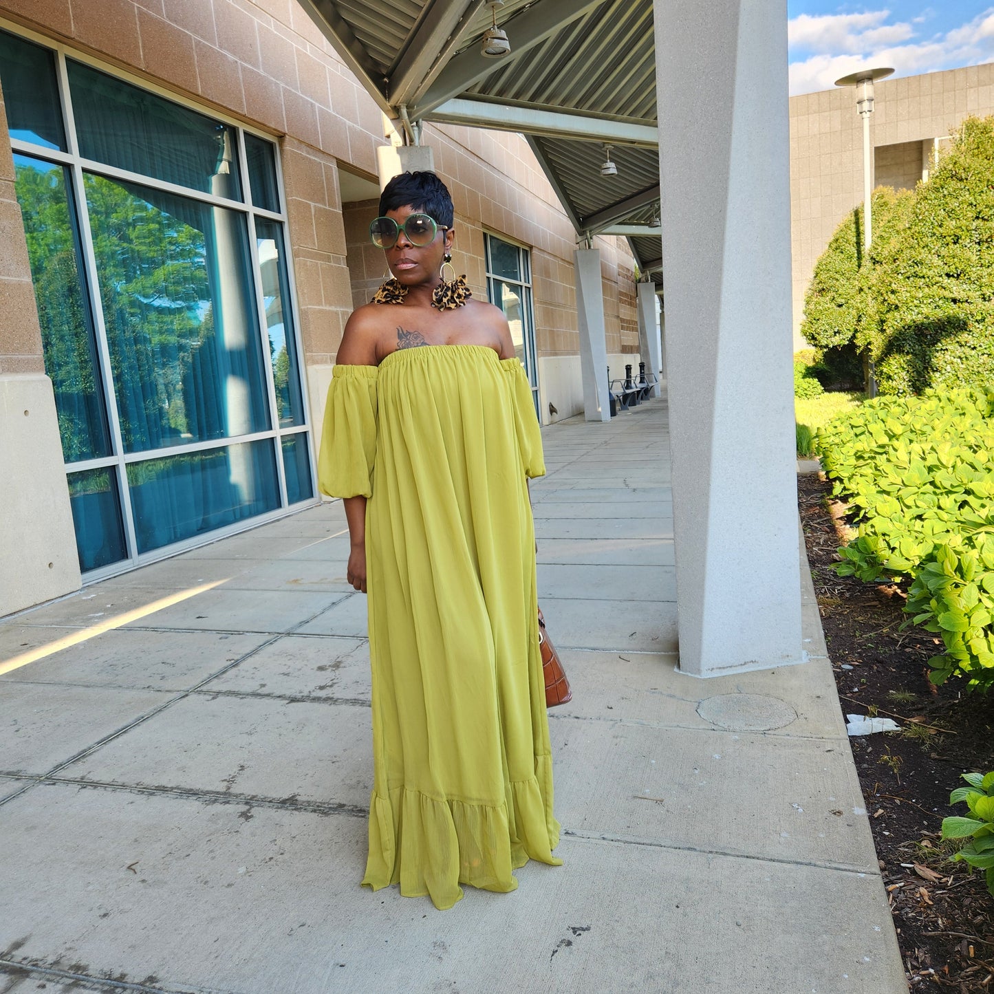 Chiffon Off the Shoulder Maxi Dress