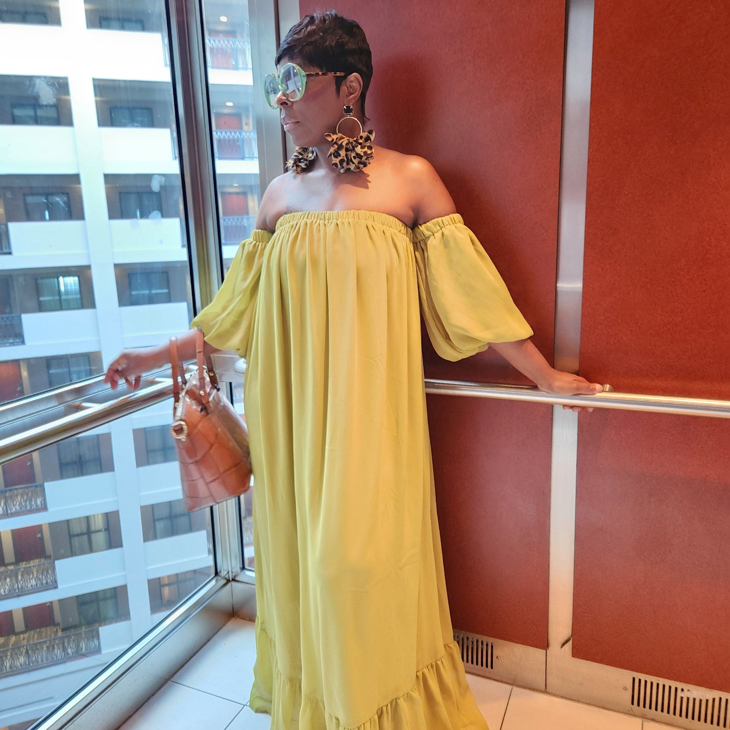 Chiffon Off the Shoulder Maxi Dress