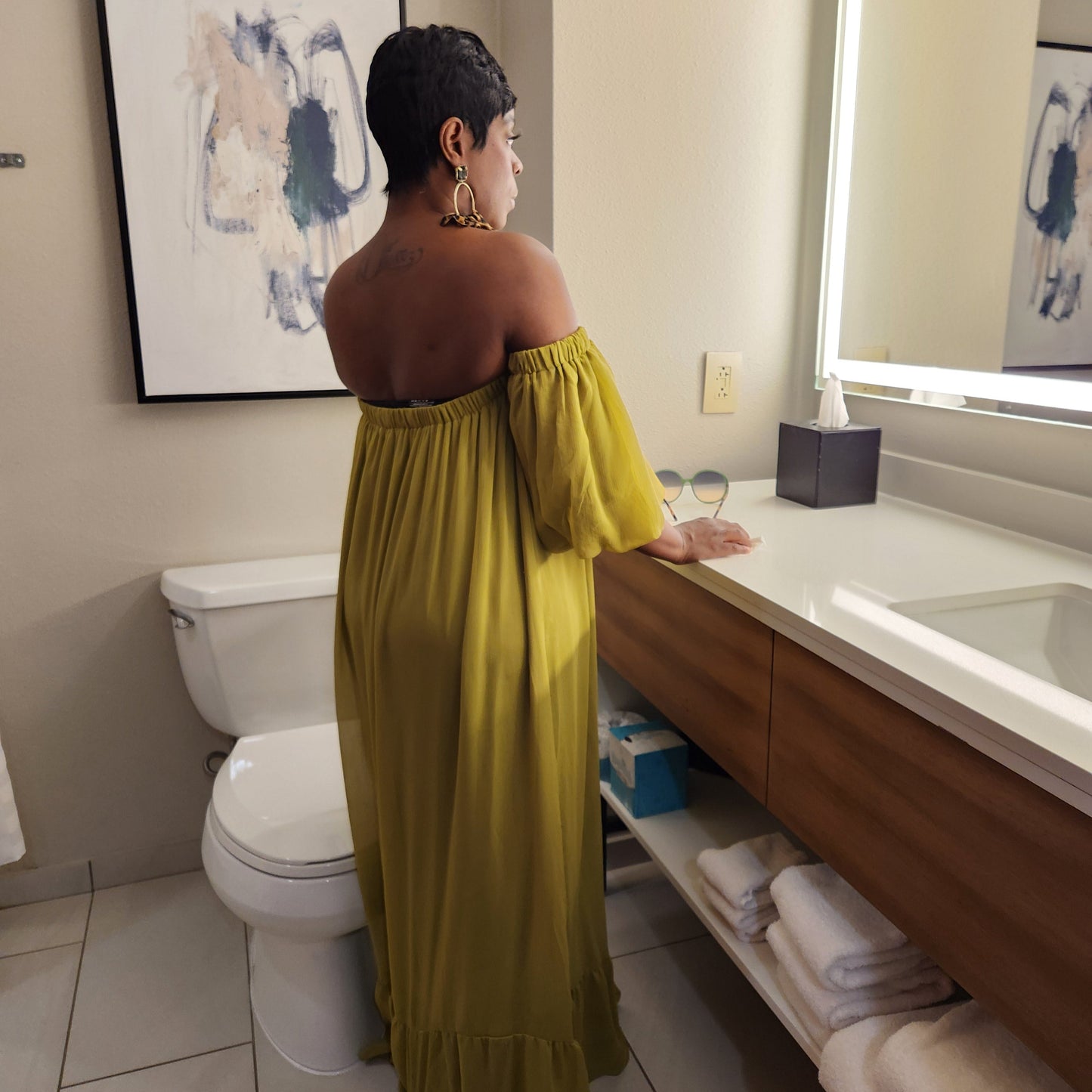 Chiffon Off the Shoulder Maxi Dress