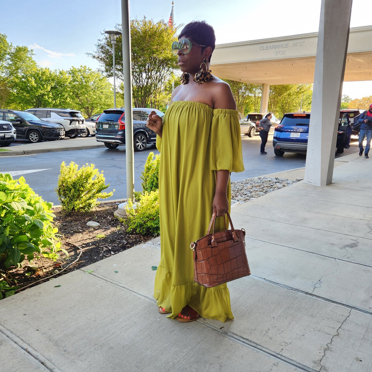 Chiffon Off the Shoulder Maxi Dress