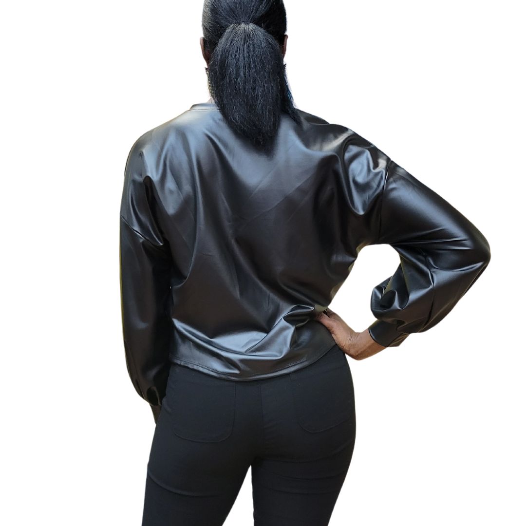 Angela Faux Leather Sweatshirt