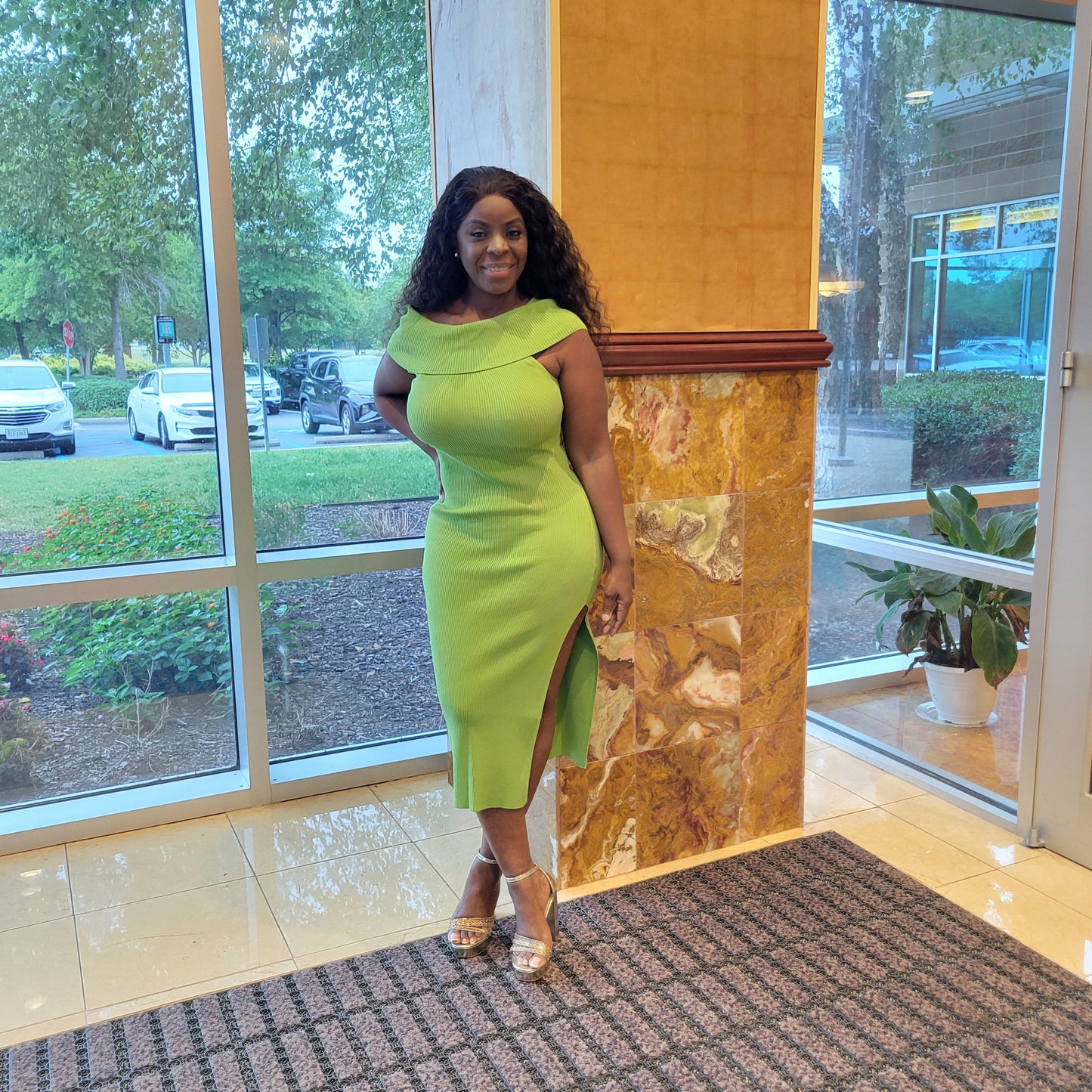 OFF THE SHOULDER MIDI DRESS