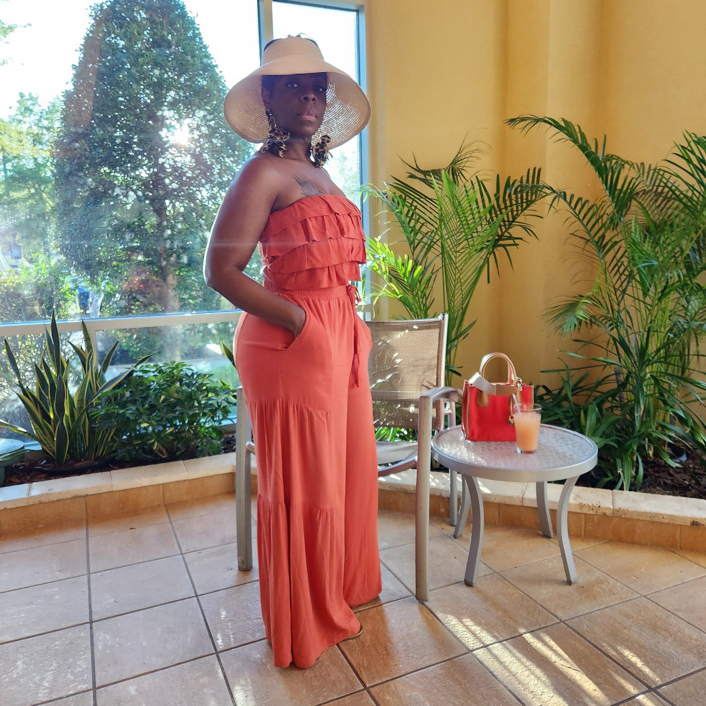 Ruffle Flowy Pant Set