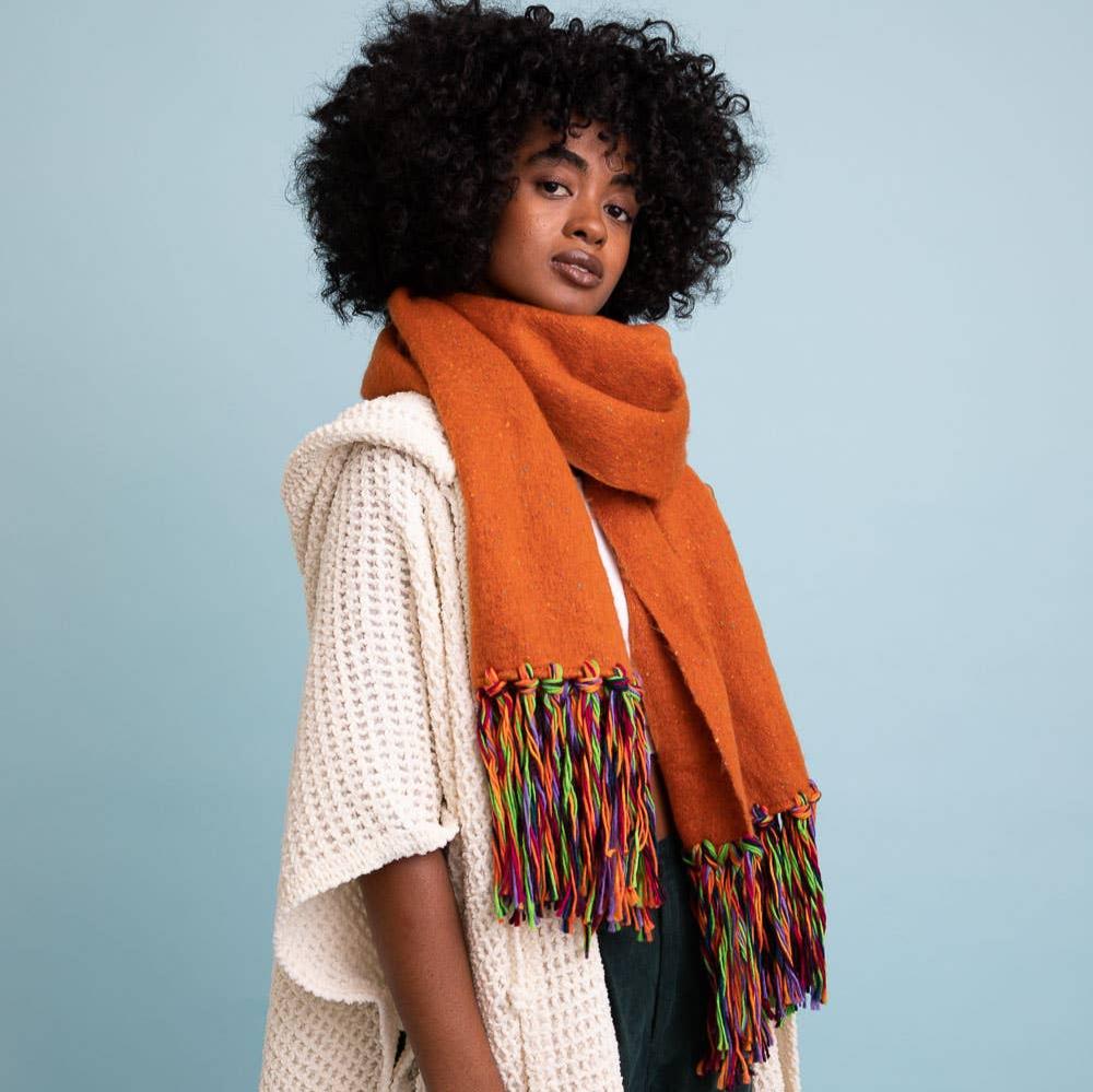 Speckle Frayed Border Bohemian Scarf