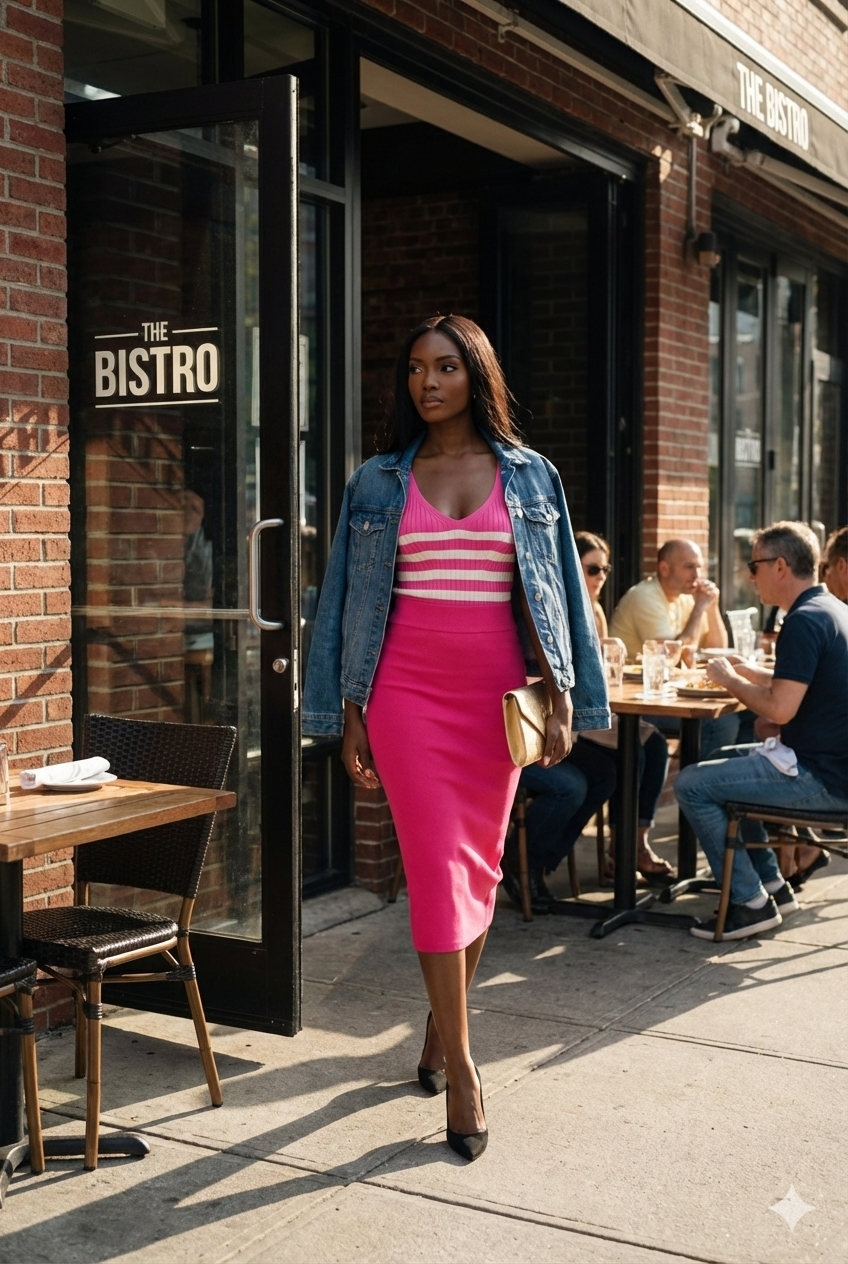 Striped Rib Knit Sweater V-neck Top