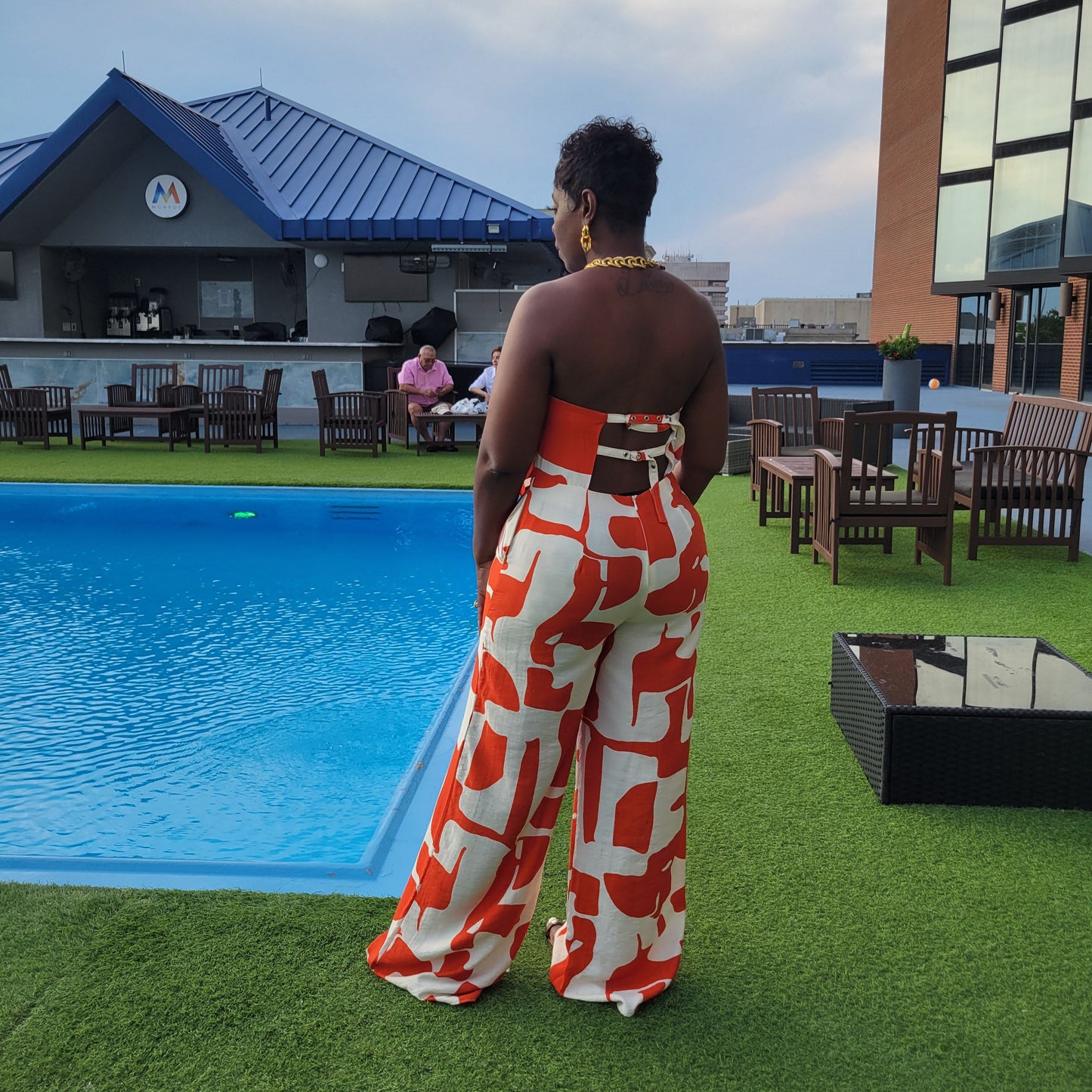 Tomato Printed Handkerchief Hem Top Jumpsuit