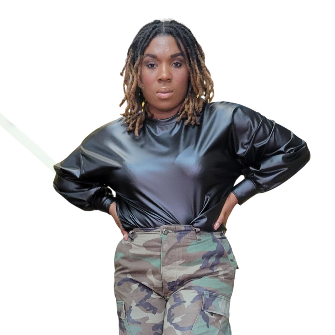 Angela Faux Leather Sweatshirt