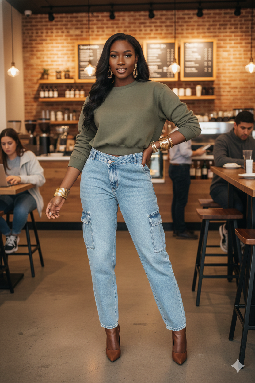 Aubrey Cotton sweatshirt with Shoulder Pads