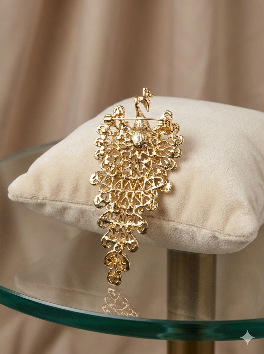 Peacock brooch