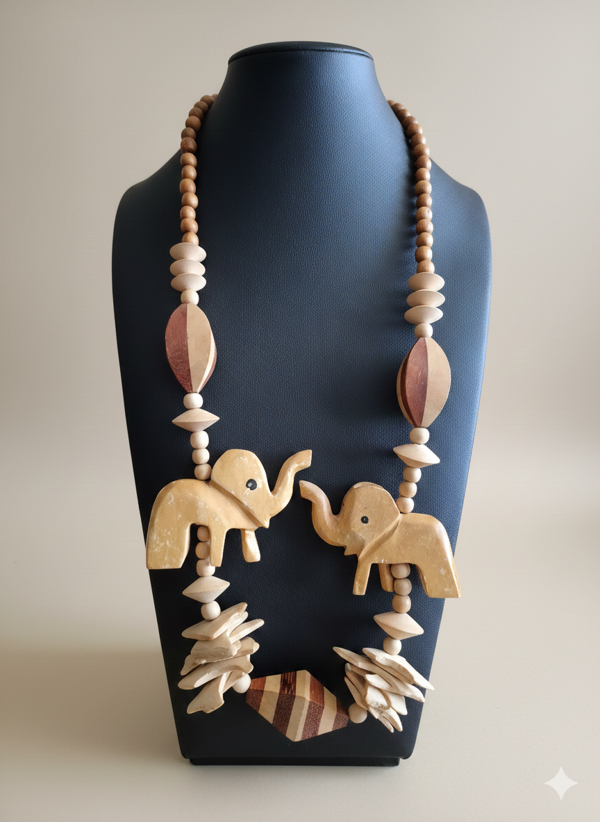 Wooden Elephant Necklace