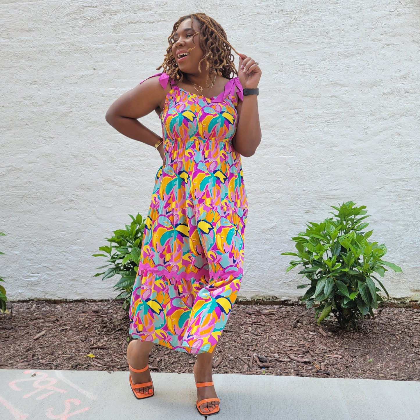 Colorful Abstract A Line Maxi Dress