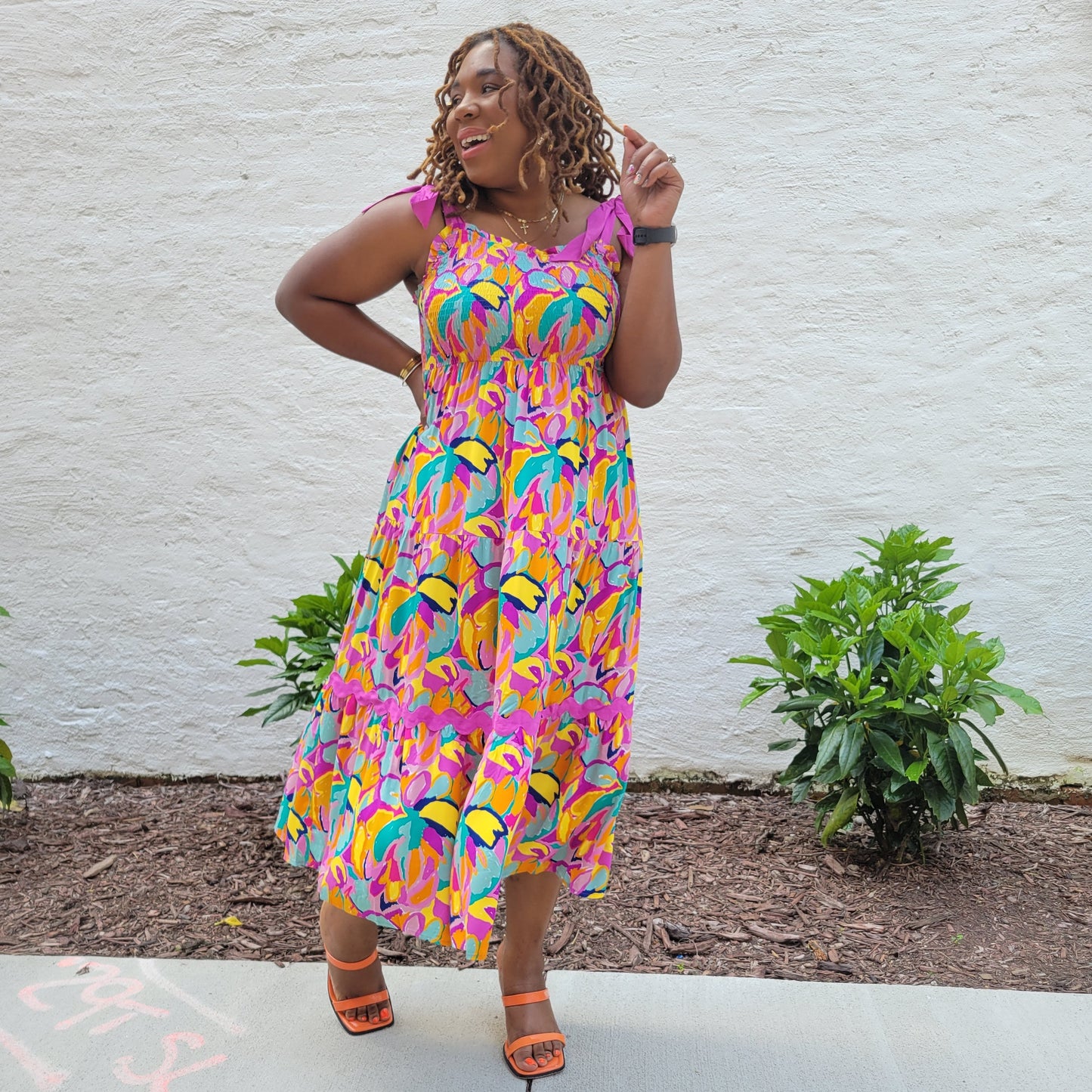 Colorful Abstract A Line Maxi Dress