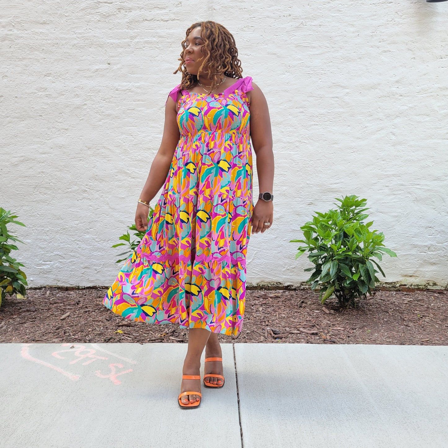 Colorful Abstract A Line Maxi Dress