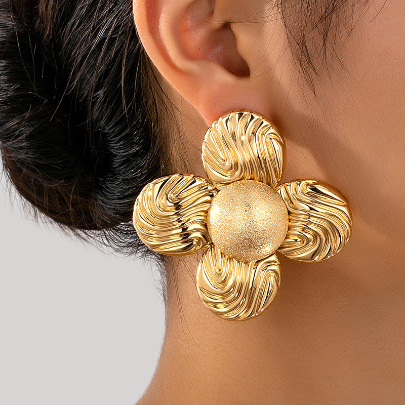 Golden Bloom Flower Earrings