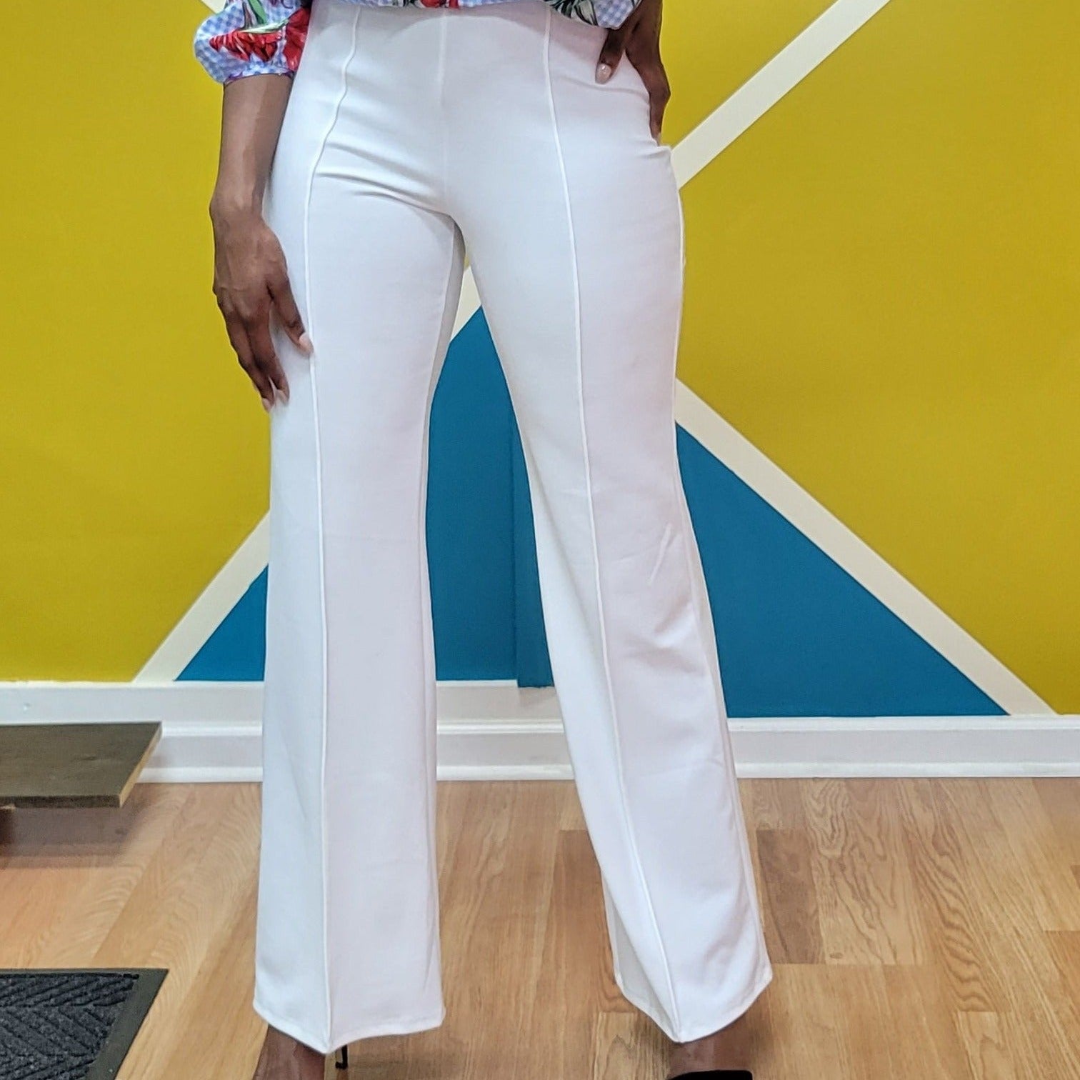 White Stretch High Waisted Pants
