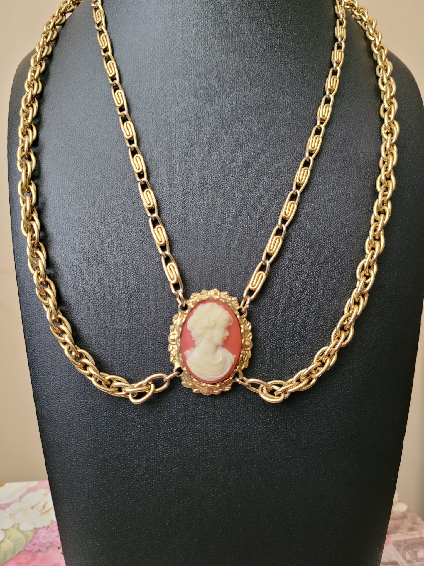 Vintage Cameo double strand Necklace
