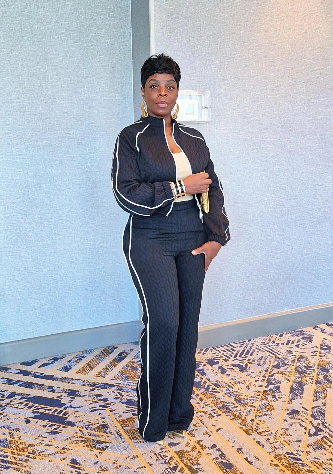 Jacquard Stripe Sweatsuit Set