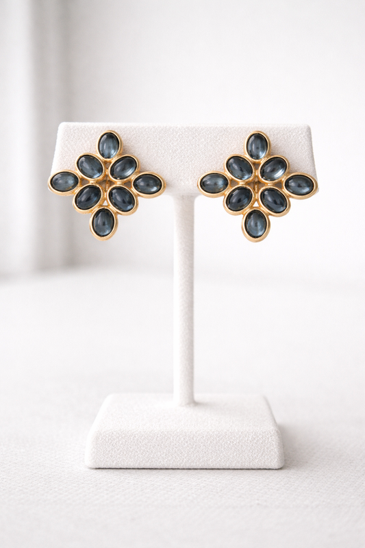 Blue vintage clip on earrings