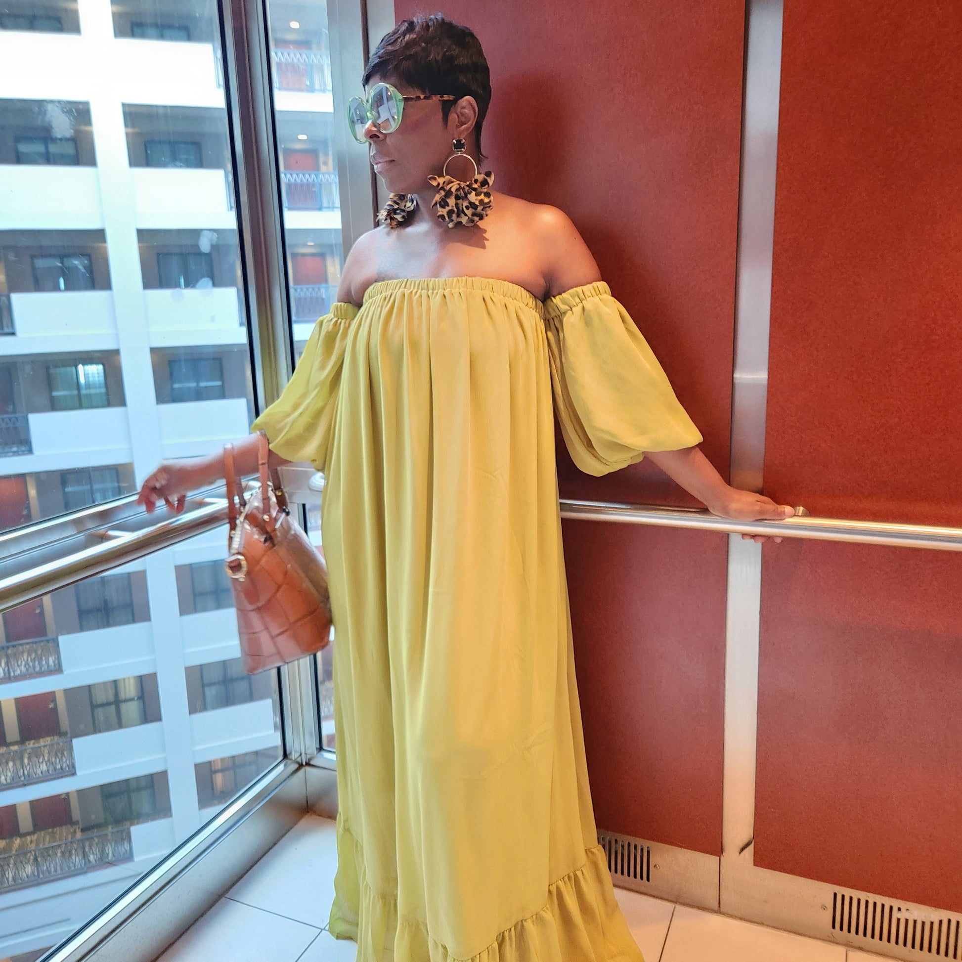Chiffon Off the Shoulder Maxi Dress