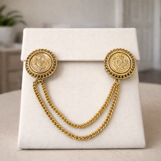 Double-Shield chain brooch