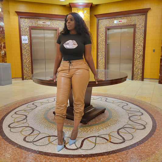 Faux Leather Joggers