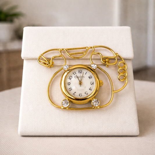 Gold Telephone Brooch