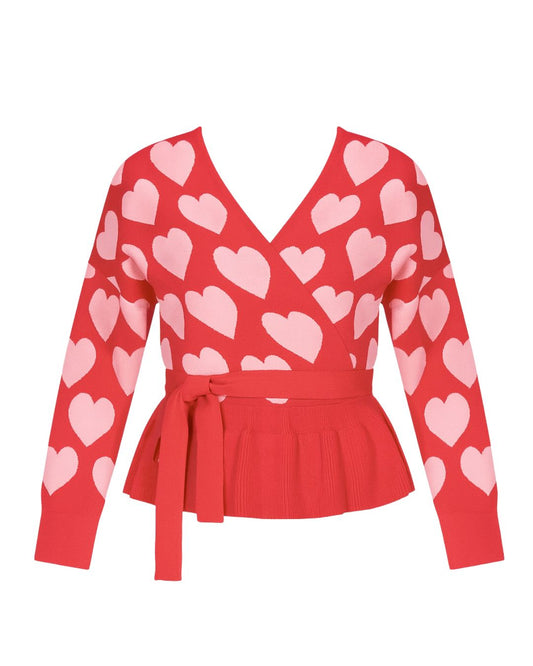 Heart Print Baby Doll Sweater