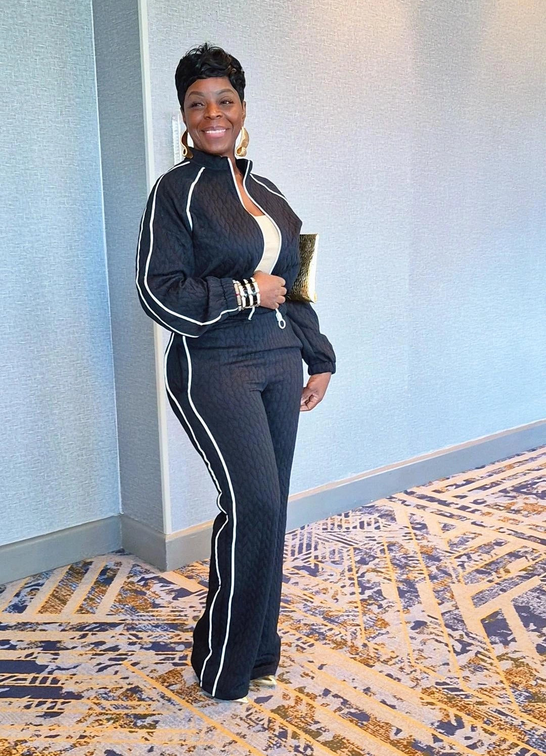 Jacquard Stripe Sweatsuit Set