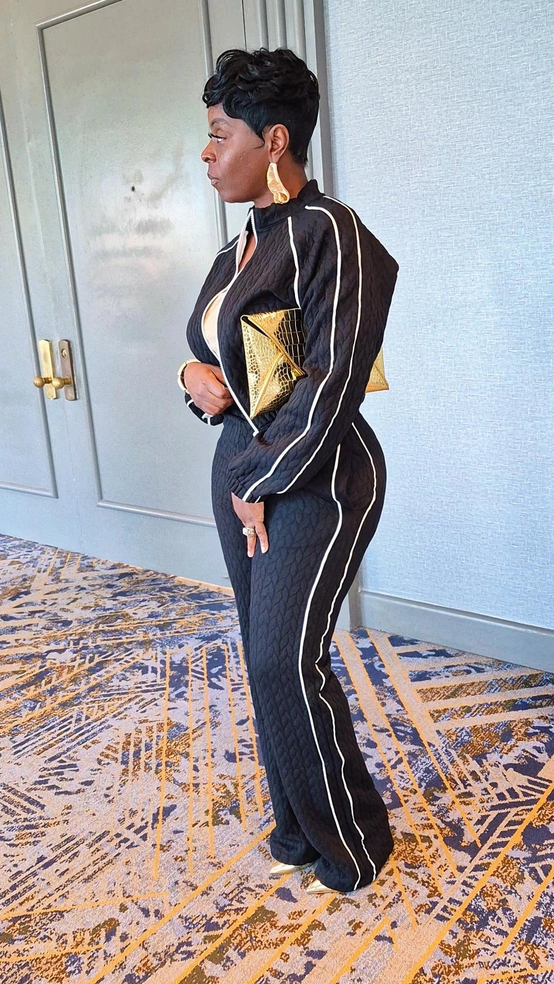 Jacquard Stripe Sweatsuit Set