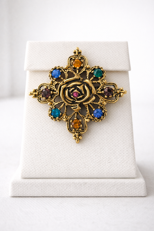 Rose Colored Stone Brooch 