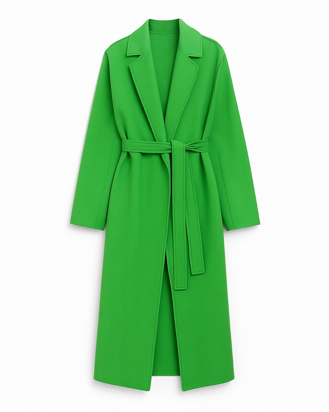 The Emerald Luxe Belted Trench Coat