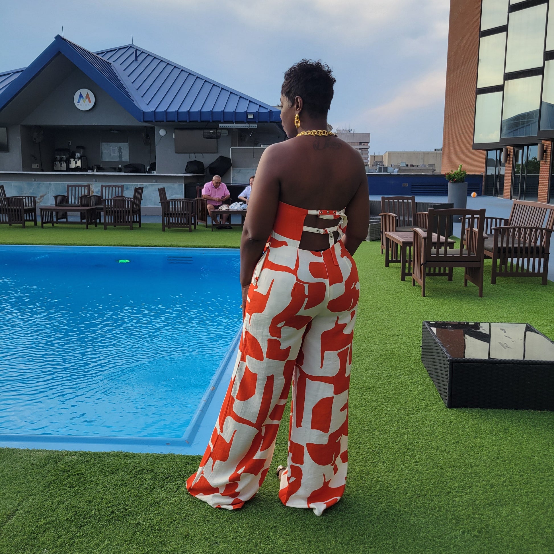 Tomato Printed Handkerchief Hem Top Jumpsuit