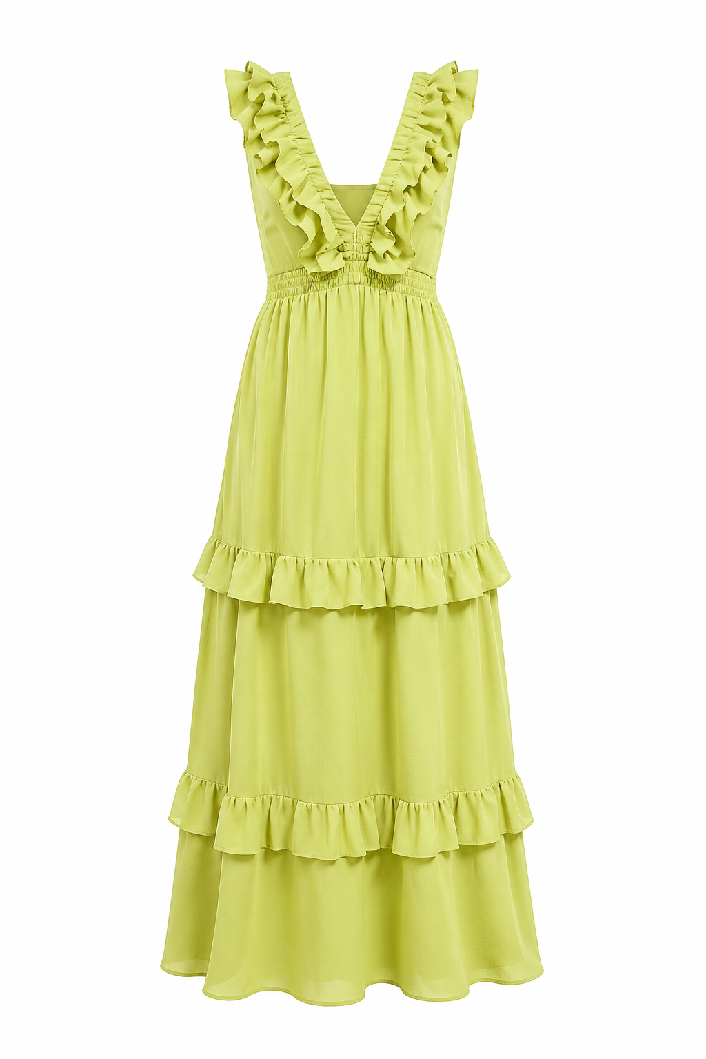V Neck Tiered Maxi Dress