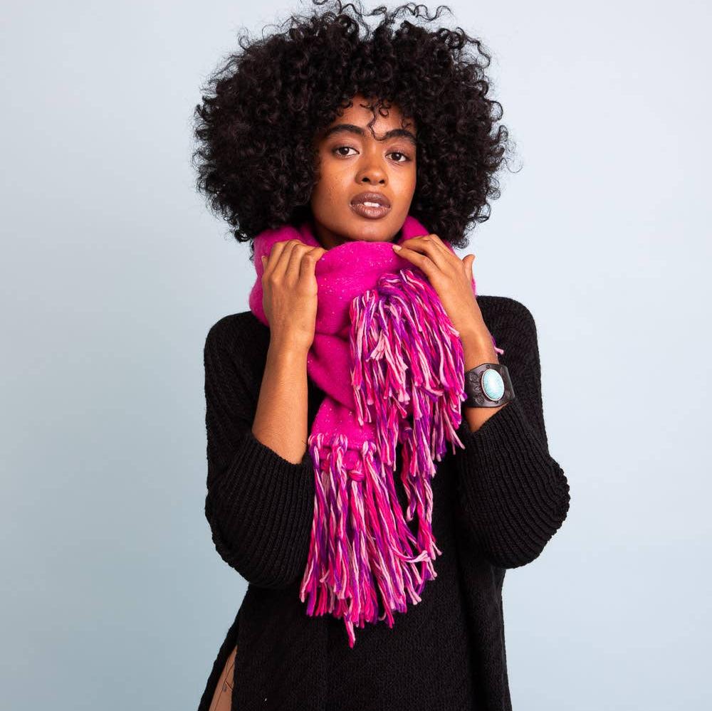 Speckle Frayed Border Bohemian Scarf 