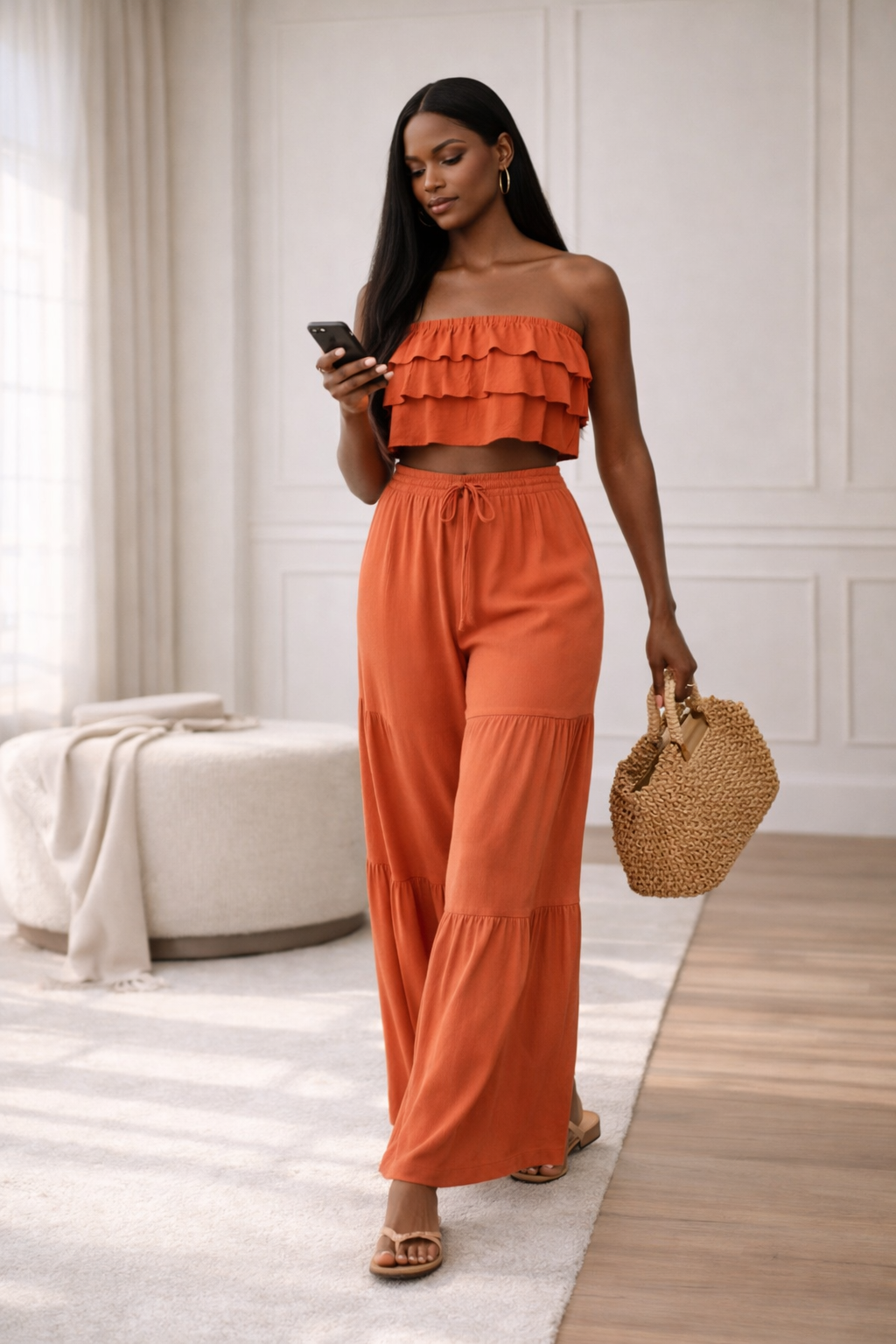 Ruffle Flowy Pant Set