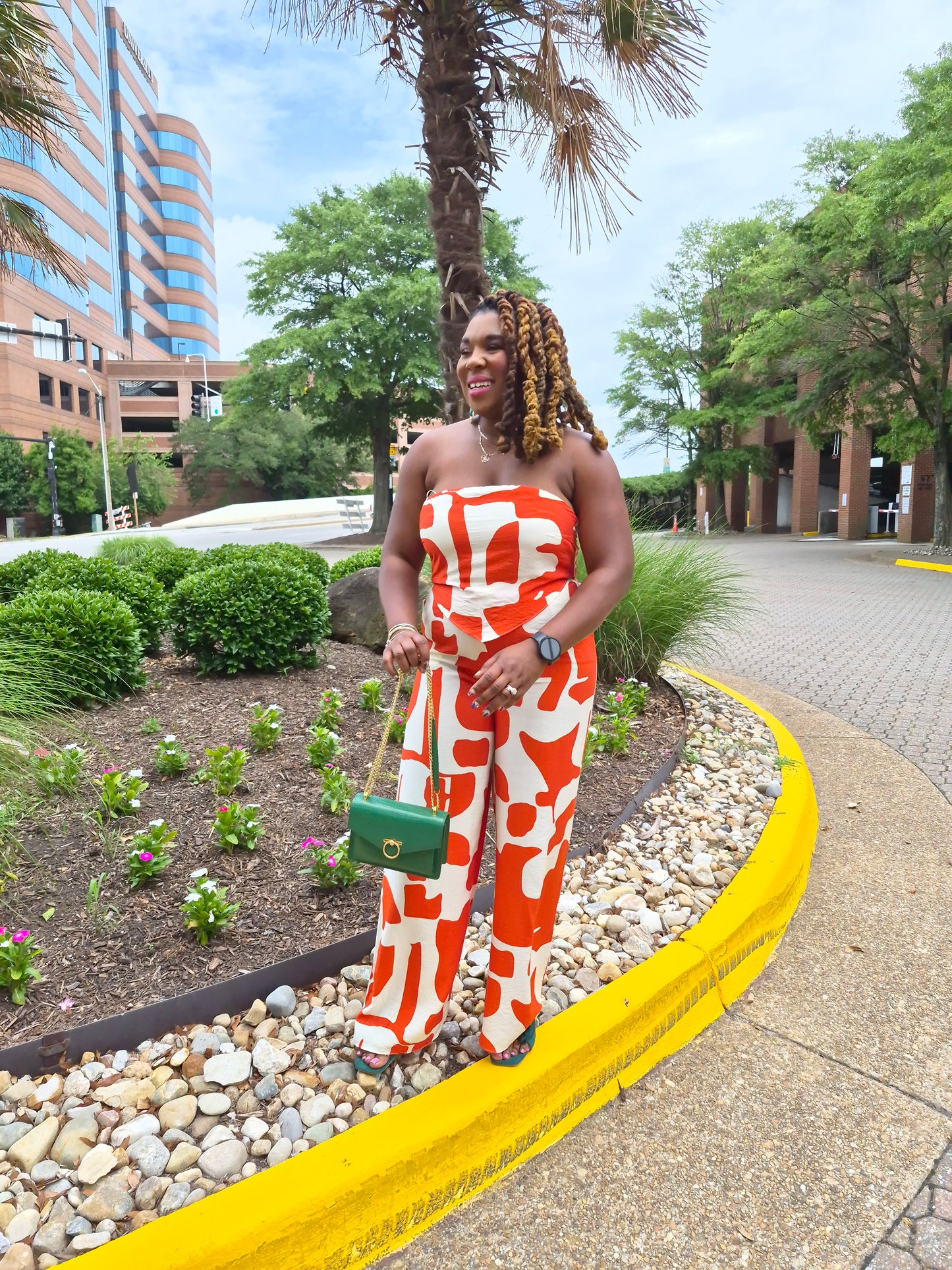 Tomato Printed Handkerchief Hem Top Jumpsuit