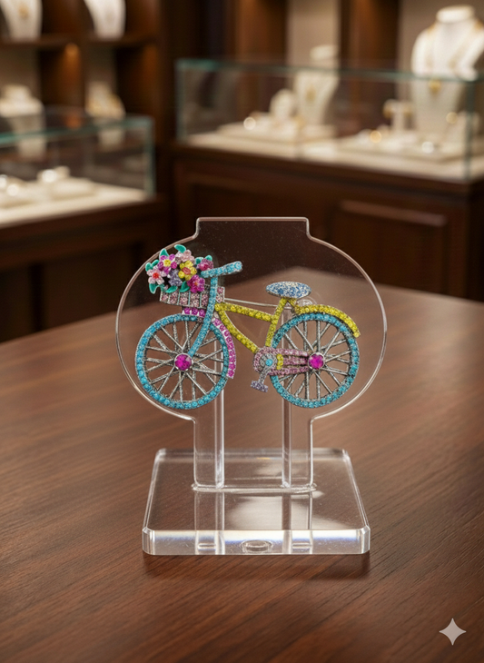 Rhinestone Bicycle Brooch