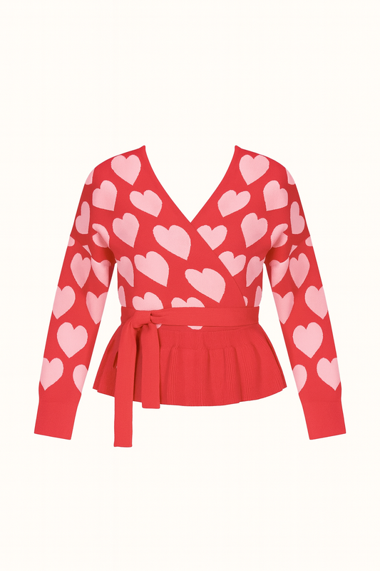 Heart Print Baby Doll Sweater