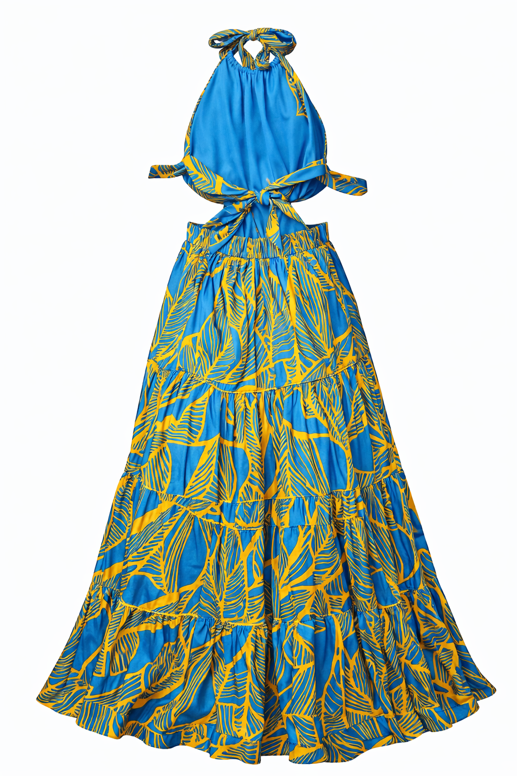 Printed Halter Cutout Maxi Dress
