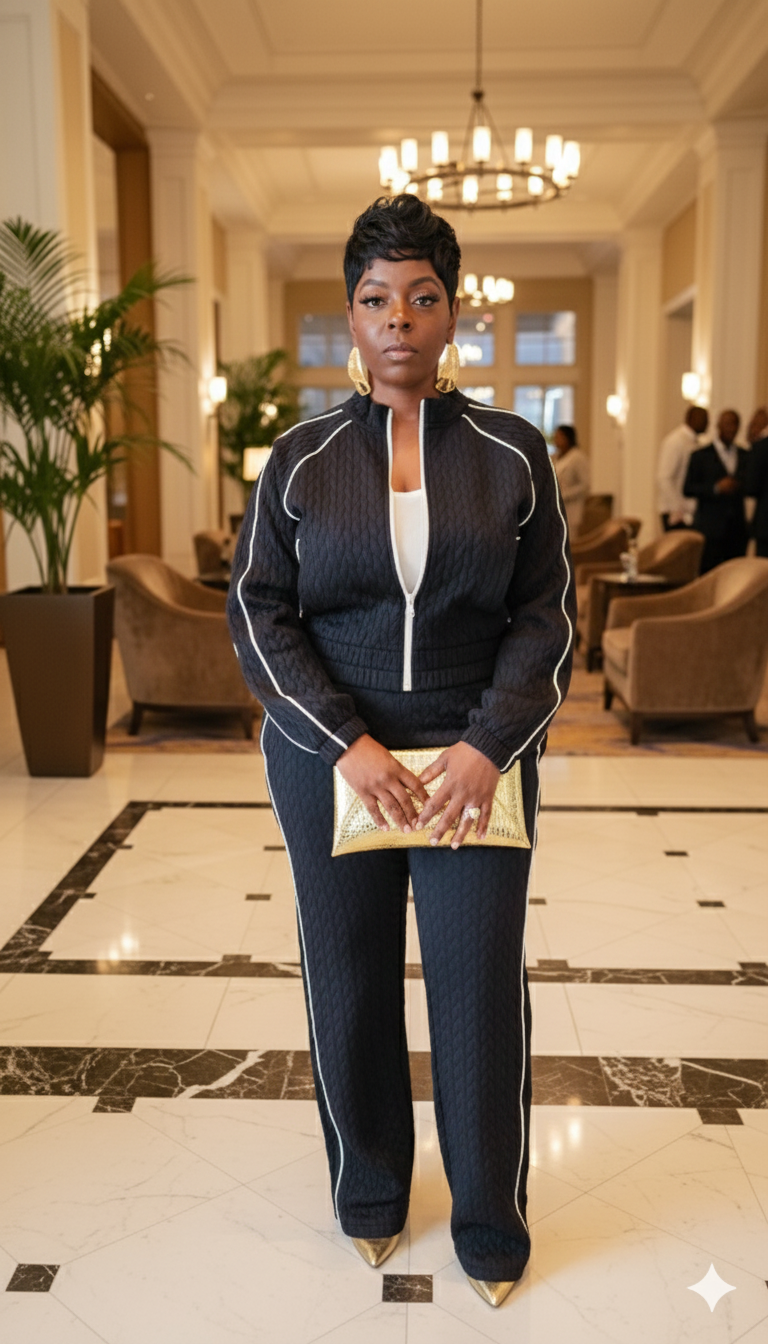 Jacquard Stripe Sweatsuit Set