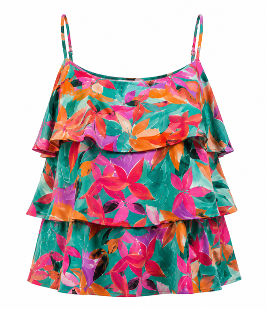 Floral Print Tired Tank Top