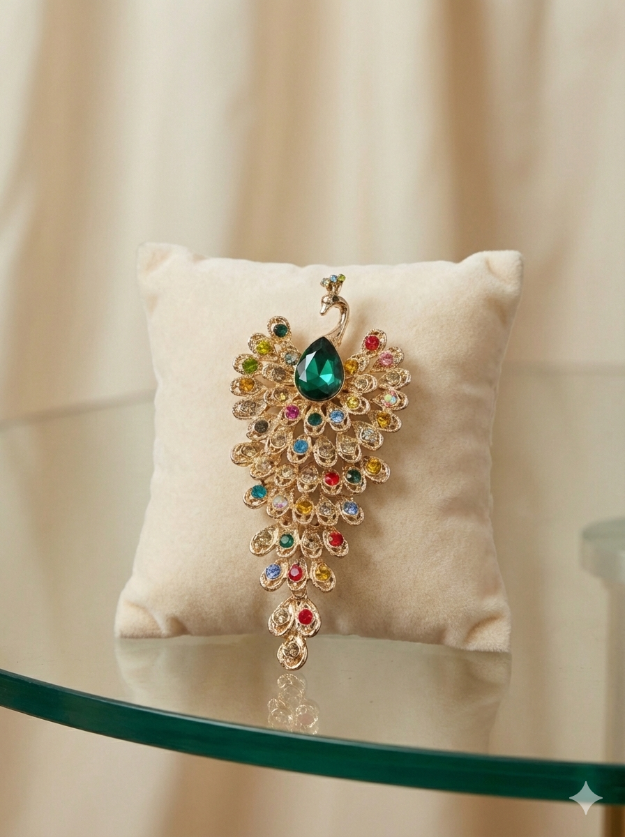 Peacock brooch