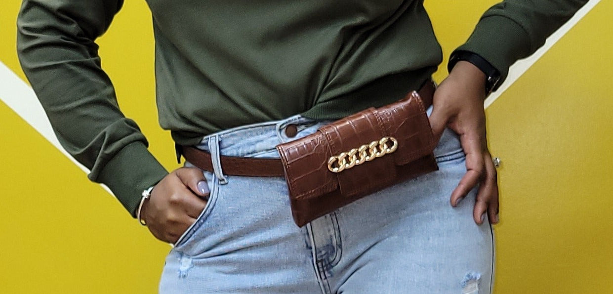 Chain Vegan Leather Belt Bag