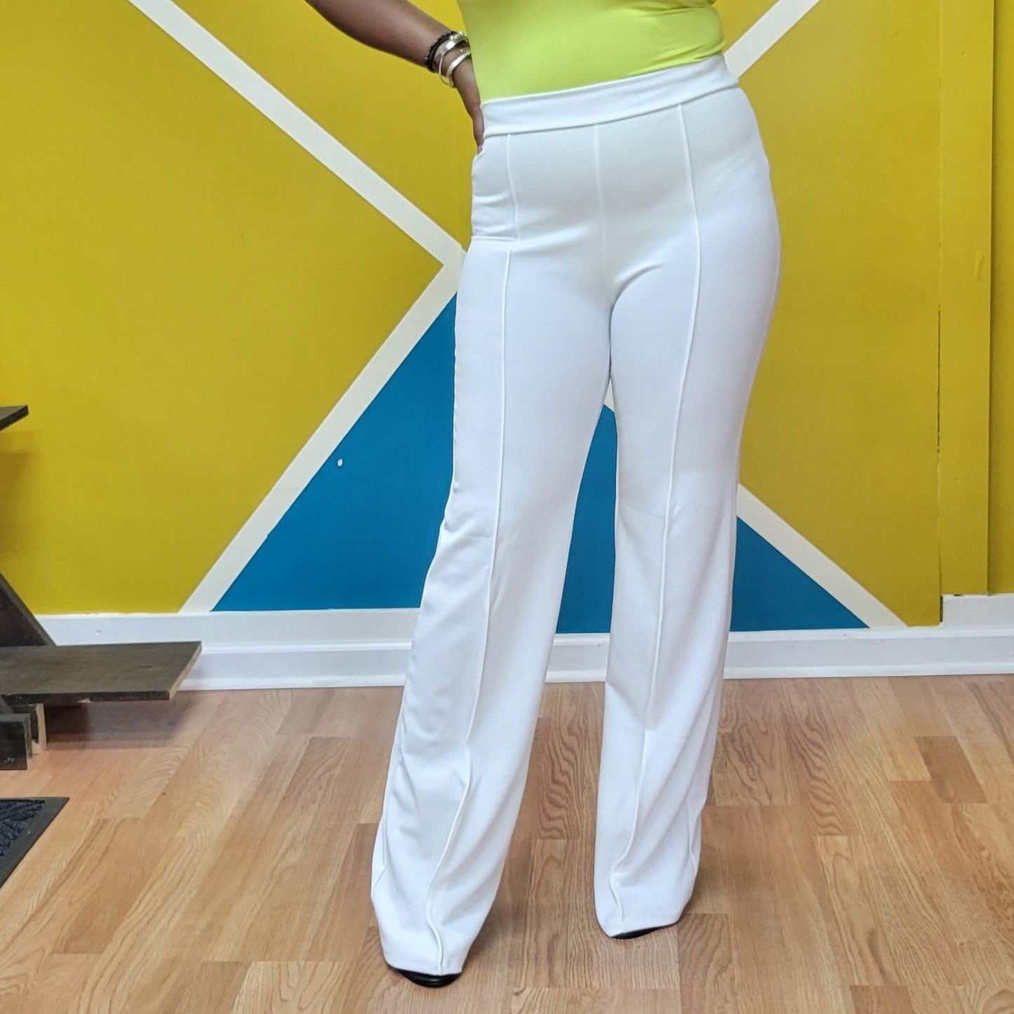 White Stretch High Waisted Pants