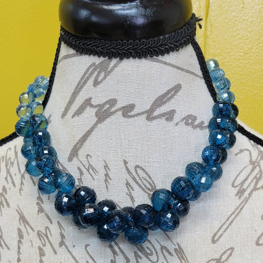 Aqua Blue glass beaded necklace