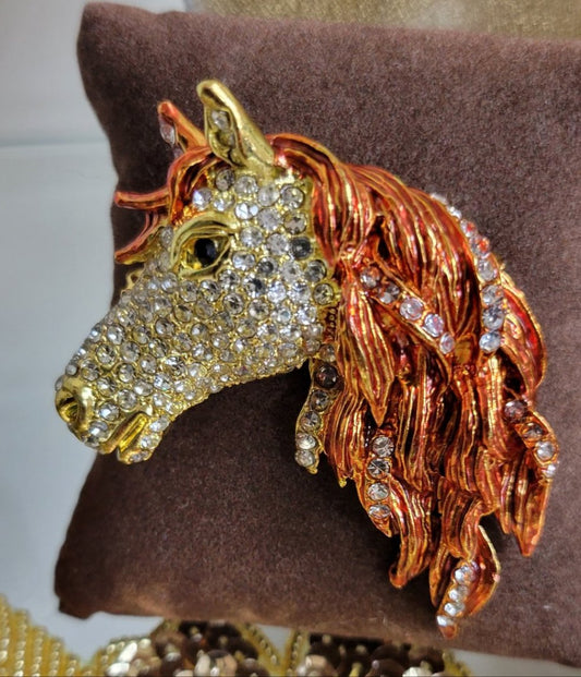 Bling Horse head brooch